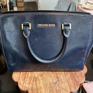 Michael Kors Shiny Midnight Blue Satchel